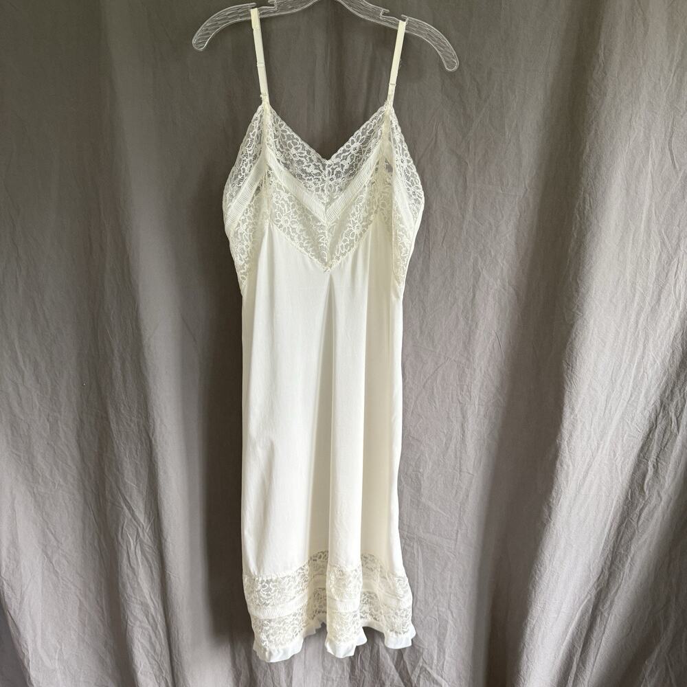 Vintage Slip Dress Cream Lace Trim Cottagecore Soft Goth Festival Women’s Size S